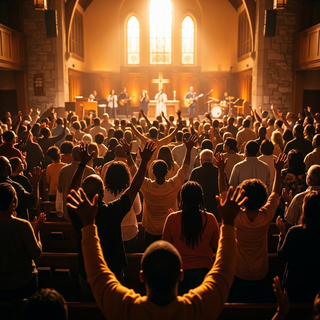 Congregation worshipping together